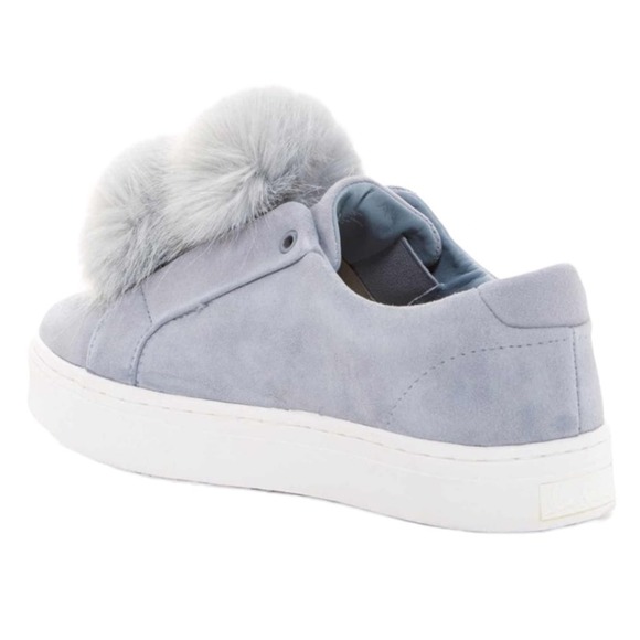 Sam Edelman Powder Blue Suede Pom Pom Sneakers Size 8.5 - Picture 2 of 11